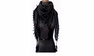 BLACK Classic  Shemagh Men Cotton Head Scarf Ghutra Arabian Arafat Army Military Multi-Purpose Large Size 48 x 48 Inch  Scarf