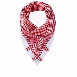 shemagh middle eastern palestine keffiyeh scarf, red and white premium fabric pattern
