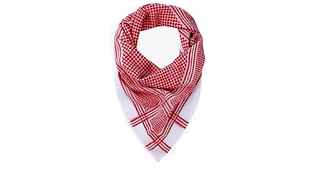 Shemagh Middle Eastern Palestine Keffiyeh Scarf, Red and White Premium Fabric Pattern