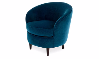Modern Upholstered Barrel Accent Chair with Curved Backrest, Plush Cushioned Seat, and Solid Wooden Legs for Living Room or Bedroom