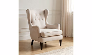 Classic Upholstered Wingback Accent Chair with Button-Tufted High Back, Padded Armrests, Plush Seat Cushion, and Solid Wooden Legs for Living Room or Bedroom