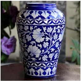 handcrafted jaipur blue pottery ceramic floral vase