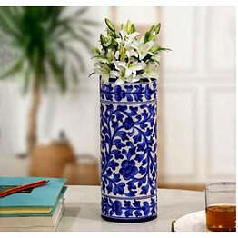 handcrafted jaipur blue pottery ceramic flower vase – hand-painted, lead-free decorative art