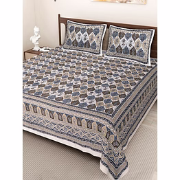 traditional block printed cotton bedsheet set for global home decor