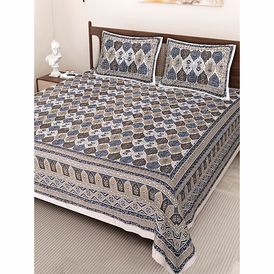 traditional block printed cotton bedsheet set for global home decor