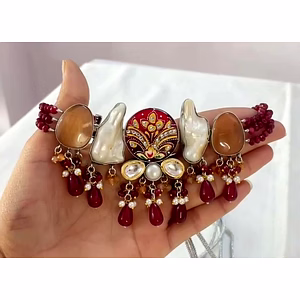 Luxury Cheek Set Jewelry - Elegant Choker and Earrings Set with Sparkling Gemstones