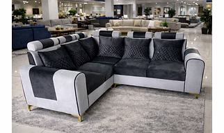 Luxurious Modern L-Shape Sofa Set with Premium Upholstery and Solid Wood Frame