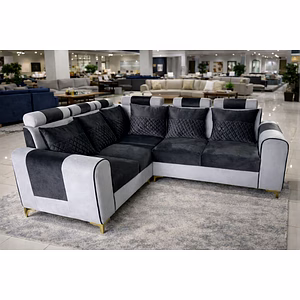 Luxurious Modern L-Shape Sofa Set with Premium Upholstery and Solid Wood Frame