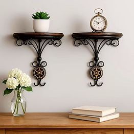 dur.arts habiba arts store wall hanging display floating shelf modern design wooden wall rack storage for home decor items/living (pack of 2)