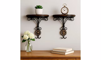 Habiba Arts Store Wall Hanging Display Floating Shelf Modern Design Wooden Wall Rack Storage for Home Decor Items/Living (Pack of 2)