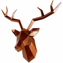 dur.arts deer head wall decor geometrical antique copper deer antler wall sculpture faux resin animal head statue wall hanging centerpiece ready to hang