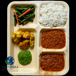 navveera areca leaf plates eco-friendly areca leaf 5 compartment snacks plates – 100% natural biodegradable dinner plates – heavy duty, microwave safe, disposable food serving plates
