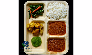 Areca Leaf Plates Eco-Friendly Areca Leaf 5 Compartment Snacks Plates – 100% Natural Biodegradable Dinner plates – Heavy Duty, Microwave Safe, Disposable Food Serving Plates