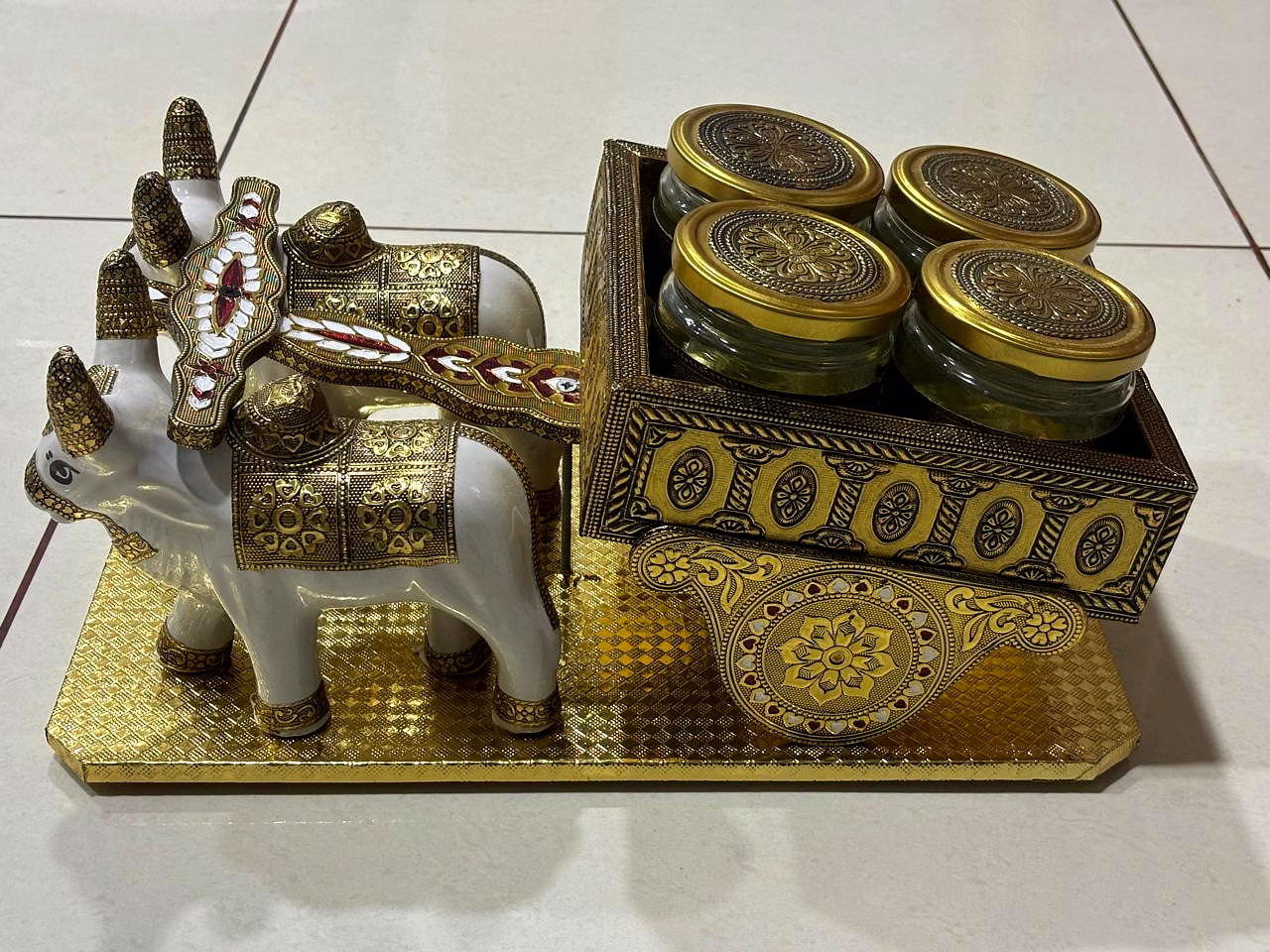 antique ritual show piece bullock cart premium new design home decoration handmade product heritage dry fruit jar