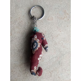 handcrafted fabric seahorse keychain