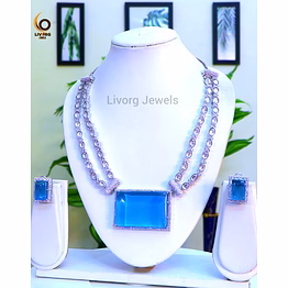 american diamond collar necklace set 2