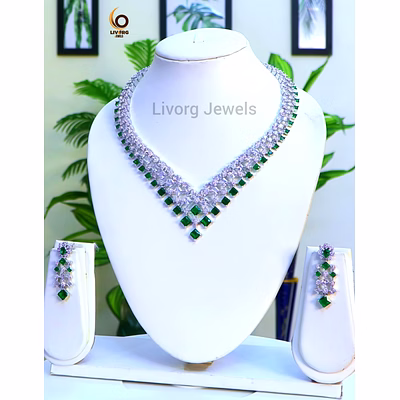 american diamond collar necklace set 1