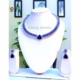 american diamond collar necklace set 6