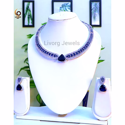 american diamond collar necklace set 6