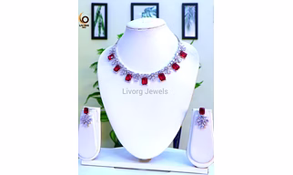 American Diamond Collar Necklace Set 7