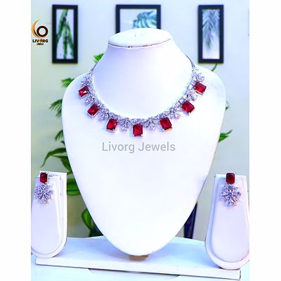 american diamond collar necklace set 7
