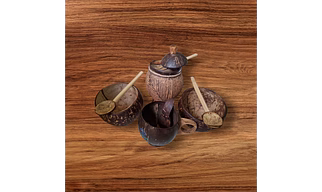 Coconut Shell Bowls 2 Nos., Cup, 96020010Jar and Spoons