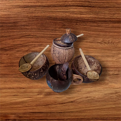 coconut shell bowls 2 nos., cup, 96020010jar and spoons