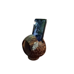 coconut shell mobile holder with amplifier