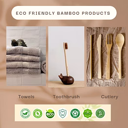 bamboo tooth brush and towels