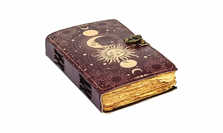 Sun & Moon Vintage Leather Journal for Men & Women 200 Pages of Antique Handmade Deckle Edge Vintage Paper, Leather Sketchbook, Drawing Journal, Printed leather Journal, Great Gift (8 x 6 Inch)