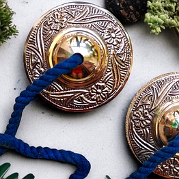 tibetan tingsha cymbals – floral brass design manjira(manjeera) – for yoga, meditation, bhajan, sound healing