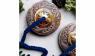 Tibetan Tingsha Cymbals – Floral Brass Design Manjira(Manjeera) – For Yoga, Meditation, Bhajan, Sound Healing