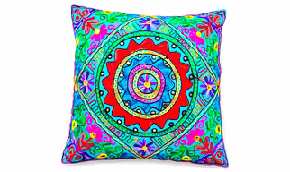 Boho Suzani Cushion Cover 24 inches | Indian Embroidered Pillowcase | Ethnic Bohemian Home Decor