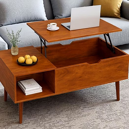 handcrafted lift-top coffee table in teak wood
