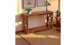Criss Console Table – 100% Solid Teak Wood Elegance