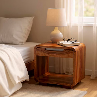 curved edge side table | 100% teak wood