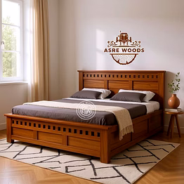 premium teak wood bed with storage – custom sizes available