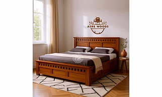 Premium Teak Wood Bed with Storage – Custom Sizes Available