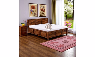 Rustic Panel Teak Wood Bed with Storage – Custom Sizes