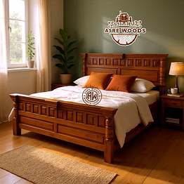 royal heritage solid teak bed – ornate panel design
