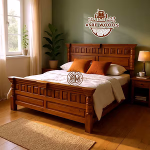 Royal Heritage Solid Teak Bed – Ornate Panel Design