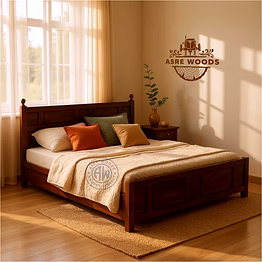 handcrafted solid teak panel bed – built to last