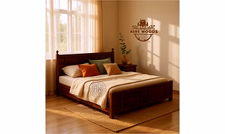 Handcrafted Solid Teak Panel Bed – Built to Last