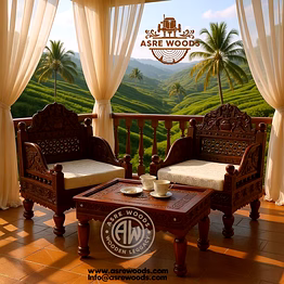 asre woods royal hand-carved teak sofa set – antique finish"
