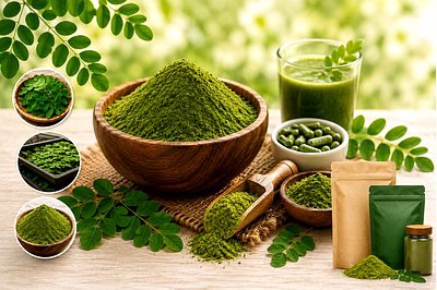 Dehydrated Moringa Powder for health foods, nutraceuticals, supplements, smoothie mixes, and wellnes