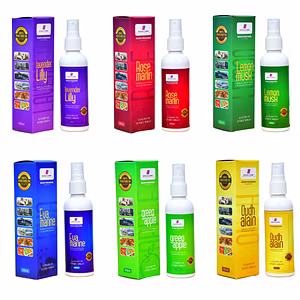 Ecolux Clean - Car & Room Air Freshner (Non Aerosol) 100 Ml - 6 Combo Fragrances of lavender Lilly, Rose marlin, Lemon musk, Eva marine, green apple, Oudh alain | Set of 6 x 6 = 36