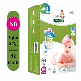 firsthug premium care baby diaper pants | newborn (nb) size - 42 pieces upto 3 kg | pack of 1 | advanced leak protection | soft & comfortable |