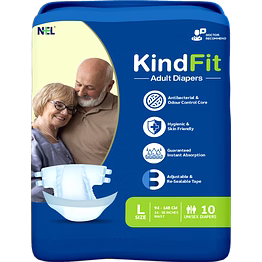 kindfit open tape adult diapers pant style - l (10 pieces)