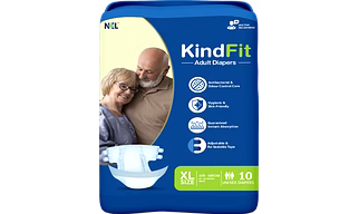 KINDFIT Adult Diaper Tape Style| (Extra Large) XL 10 Count| Waist (115-165cm|46-64 Inch)| Wetness Indicator| Extra Absorbent| Leak Lock & Odor Control| Super Soft & Comfortable| Pack of 1