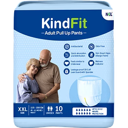 kindfit adult diaper pants| xxl 10 count| waist (115-150cm|45-61 inch)| high absorbency| leak proof| overnight protection| pack of 1